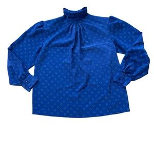 Oscar de la Renta Vintage High Neck Blouse with Shoulder Pads